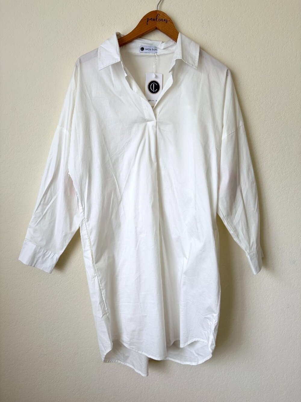 Caryn Lawn Shirt Dress Womens OS White Popover Star Patch Coverup Cotton New